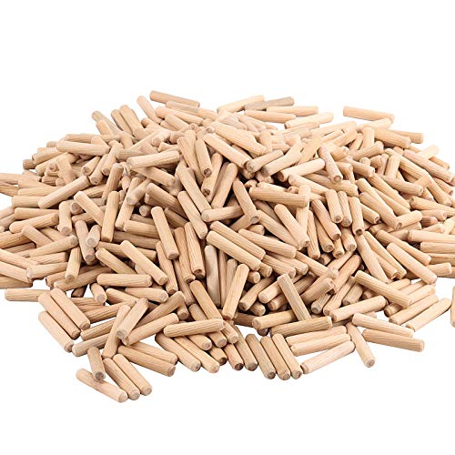HAKZEON 1000 Pieces 5/16" x 1 1/2" Wood Dowel Pins Fluted Wooden Dowel Pins with Beveled Ends, Hardwood Made Tapered Wooden Dowel Pin Easy to Insert for Woodworking DIY Projects