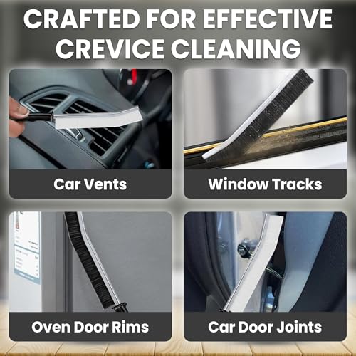 Crevice Cleaning Brush Set 3Pcs Hard Bristle Tools for Narrow Spaces