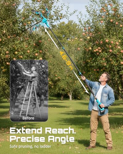 SEESII 2-in-1 Electric Pole Saws for Tree Trimming, Brushless Motor - color: Baby Blue