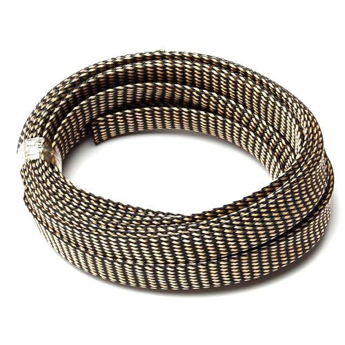 Othmro 16.4ft Length PET Flexible Expandable Braided Cable Sleeves 0.55in Width Wire Loom Sleeving and Organizer Flexible Wire Mesh Sleeves for TV Audio PC Computer Cords from Pet Chewing Black Gold - color: Black Gold, size: 0.35" Dia/16.4Ft