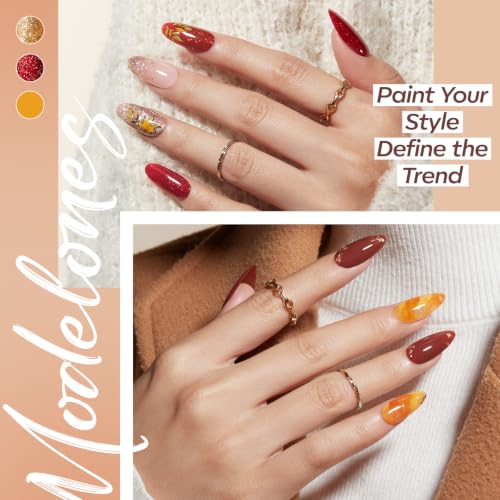 modelones Gel Nail Polish Set Jelly Glitter 20 Colors Primer Top Base Coat - color: A0-Autumn Colors