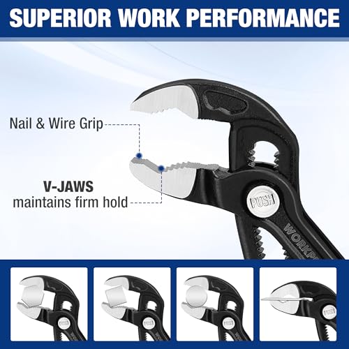 WORKPRO 2 PCS 7-Inch Pliers Wrench & Groove Joint Pliers Set, Quick Adjust - size: 7 inch & 7 inch
