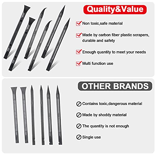 Honoson 6 Pcs Plastic Scraper Cleaning Tool Carbon Fiber Ticket Scratcher Tool Multi Purpose Stiff Scraper Pen Shaped Scraper for Tight Spaces, Kitchen, Crevices, Food, Paint(Black)