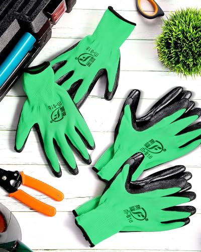 Nuogo 24 Pairs Gardening Gloves for Men Women Rubber Coated Landscaping Work Gloves Safety Work Construction - color: Green