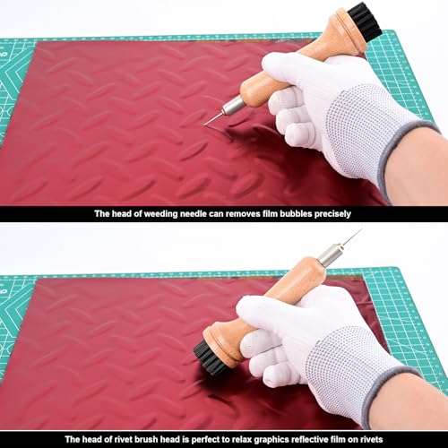 EHDIS Vinyl Wrap Roller Car Wrap Tools Sponge Wallpaper Roller Tool 2 in 1 Rivet Brush Applicator with Weeding Pin Pen for Adhesive Vinyl,Graphics Reflective Film on Rivets