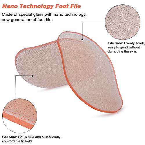 BEZOX Glass Foot File Callus Remover, Crystal Pedicure Foot Rasp for Callused, Coarse, Hard Skin Removal, Portable Hand Sized Foot Scraper for Cracked Heel - Orange - style: Orange