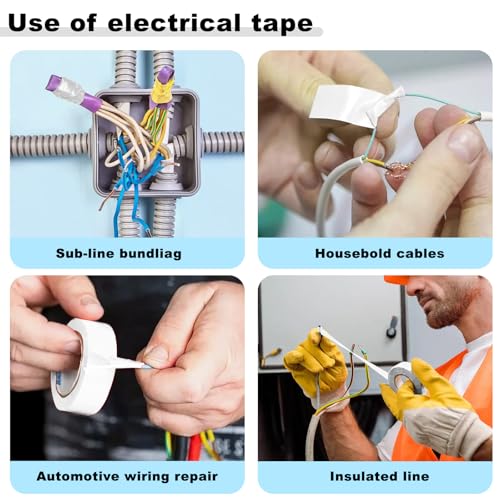 Romeda 9 Pack Electrical Tapes, Electrical Tape Water, Sun, and Oil Resistant, Electrical Tape is Suitable for Most Domestic, Commercial, and Industrial environments - White - color: White