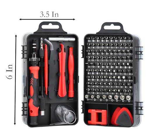 115 In 1 Precision Screwdriver Set, Chromium Vanadium Steel Professional Repair Tool Kit for Computer, Watch, Camera, Mobile Phone, Laptop, Eyeglasses, Electronics, Etc (red)