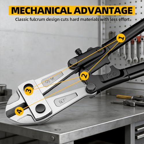 GRENPRO 18 Inch Heavy Duty Bolt Cutter, Chrome Vanadium, Anti-Slip Handle - style: 18" Bolt Cutter