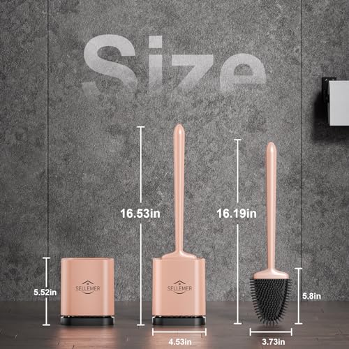 Sellemer Silicone Toilet Brush, Ventilation Slots Holder 1 Pack, Rose Gold - color: Rose Gold-1pcs