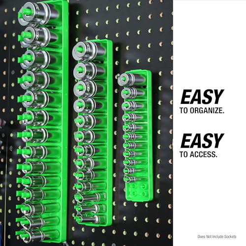 OEMTOOLS 22210 1/2" Metric Socket Organizer, 1/2 Socket Holder for Deep and Shallow Sockets, Labeled Posts, Dual Rail, Holds 10 mm to 27 mm - size: 1/2"