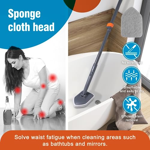 CLEANHOME Tub Tile Scrubber Brush for Cleaning Shower Tile Floor,Bathtub - color: Orange