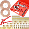 smseace 3/16 Inch+1/4 Inch Brake Line Flaring Tool Kit Include 25 FT Copper-Plated Brake Line Kit with 94pcs Fittings,8pcs Union,Tubing Bender,Double & Single Flare Tool,Cutter - color: Gold-B, size: 3/16inch+1/4inch