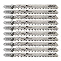 50Pack T101BR T-Shank Contractor Jig Saw Blades - 4 Inch 10 TPI Jigsaw Blades Set- Made for High Speed Carbon Steel, Clean and Precise Straight Cutting Wood Boards PVC Plastic