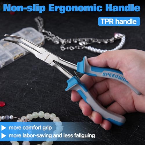 SPEEDWOX Long Reach Bent Needle Nose Pliers with Smooth Jaw Extra Long Nose Precision Wire Looping Pliers Needle Remover Pliers for Hard to Reach Narrow Spaces Jewelry Making Tools Fishing Tools - style: Bent Needle Nose Pliers Smooth Jaw