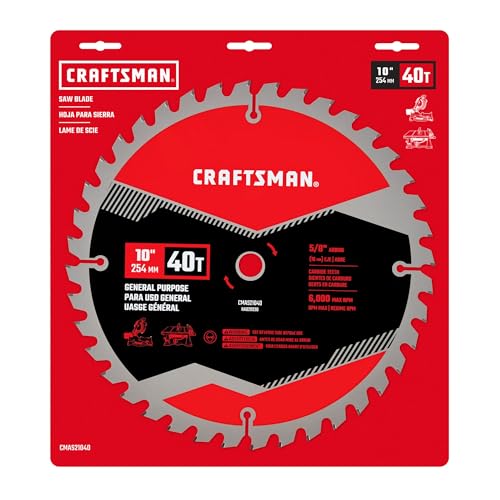 CRAFTSMAN 10 Inch 40T Carbide Circular Saw Blade/Table Saw Blade with 5/8 Inch Arbor (CMAS21040) - size: STANDARD, style: 10IN 40T