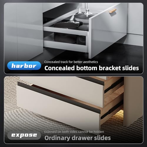 10 12 14 16 18 20 22 24 Inch Bottom Mount Soft Close Drawer Slides Full Extension Concealed Rails Track 100 lb Load Capacity 1 Pair (Soft Close Without Bracket, 20 Inch (500 mm)) - color: Soft Close Without Bracket, size: 20 Inch (500 mm)