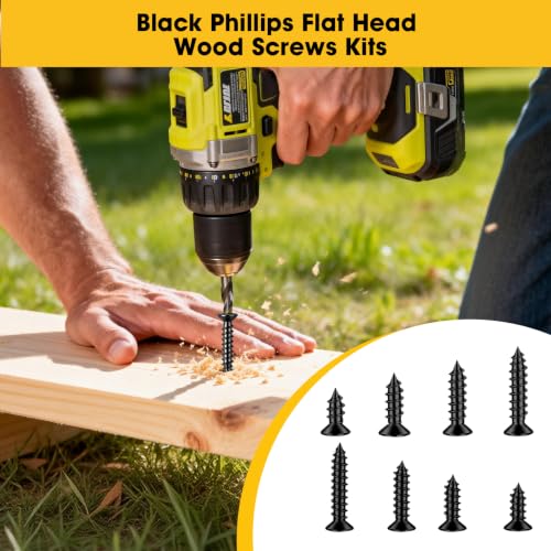 1200Pcs M2,M2.5,M3 Phillips Flat Head Small Self Tapping Screws - color: Black 1200Pcs M2-M3 Phillips Flat Head Screws