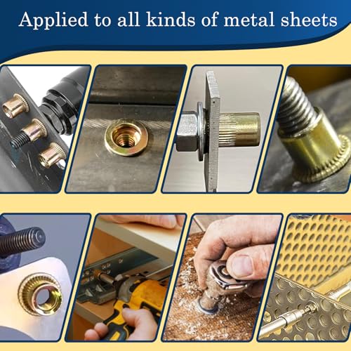 M4-0.7 Rivet Nut,190Pcs Zinc Plated Threaded Rivnuts Inserts - color: Yellow, size: Metric M4 - 190 Pcs