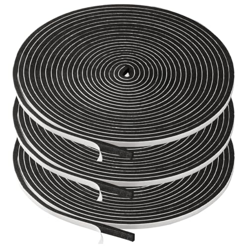 3 Rolls Weather Stripping,1/4 Inch Wide X 1/8 Inch Thick Foam Seal Tape High Density Foam Strip Self Adhesive,Closed Cell Tape Seal Strip,16 Feet Long Each - size: 1/4'' W x 1/8'' T x 49Ft