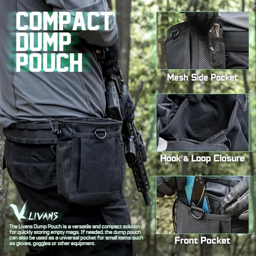 LIVANS Tactical Molle Dump Pouch, Magazine Drop Pouch Drastring Ammo Bag - color: Black