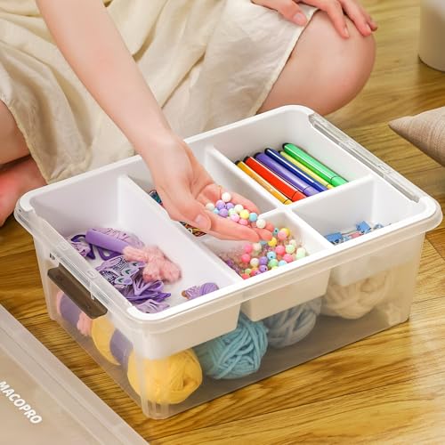 17QT Clear Plastic Craft Storage Box with Removable Tray & Lid - 2 packs - size: 2Pack-17QT