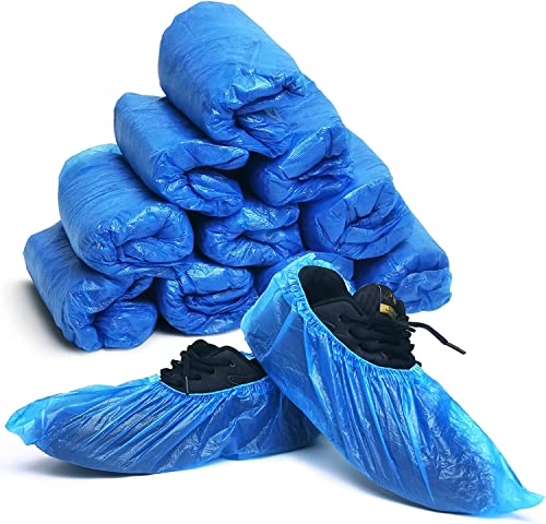 QIANSOU 100 Pack Disposable Shoe Covers Durable Waterproof Shoe Covers