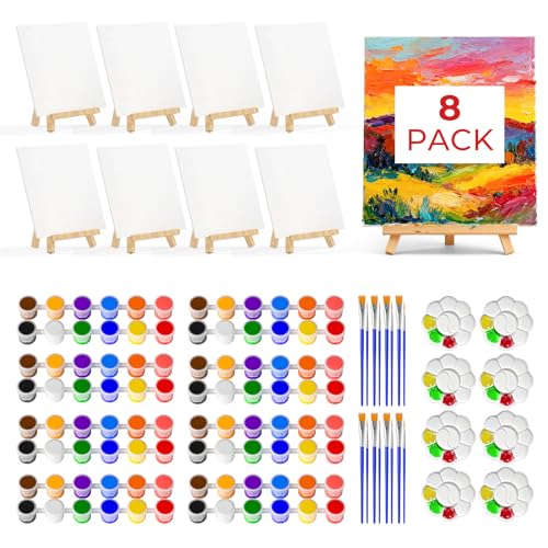 Nicpro 8 Pack 8×10 Inch Canvas for Painting,Sip and Paint Kit for Party