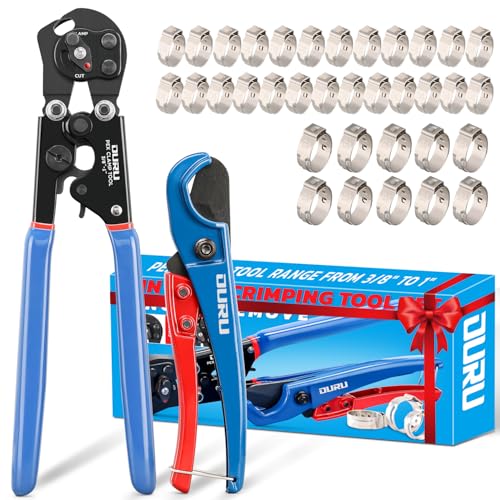 OURU PEX Crimping Tool Kit, Cinch & Remove, 3/8" to 1",PEX Cutter & Clamps