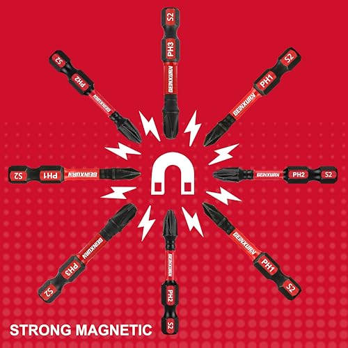 GEINXURN Anti-Slip Hex Impact Tough Magnetic Screwdriver Bits Set 2 in. PH1/PH2/PH3 Insert Driver Bits,40Pack 1/4 Inch Hex Shank Phillips Cross Screwdriver Bits Set with 1Pcs Impact Bit Holder - size: 41pcs-2“