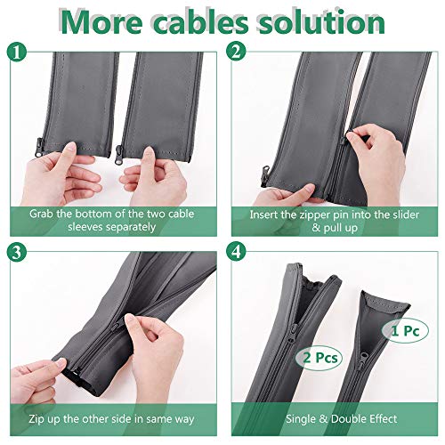 StangH Flexible Cable Management Sleeve kit, 39 Inches, 2 Pieces -Grey - color: Grey, size: 39"L x 3.5"W-2PACKS