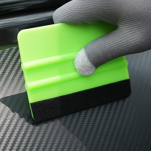 2-Pack Felt Edge Squeegee Tool for Vinyl Wrap & Wallpaper Smoothing, Plastic Scraper with Replacement Fabric Felts, Anti-Scratch Applicator for Car Window Tint, Glass Film & Craft Decals - color: Green