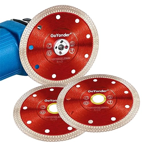 GoYonder 4.5 Inch Super Thin Diamond Saw Blade for Cutting Porcelain Tiles,Granite Marble Ceramics - size: 4.5"-Red-3 PCS