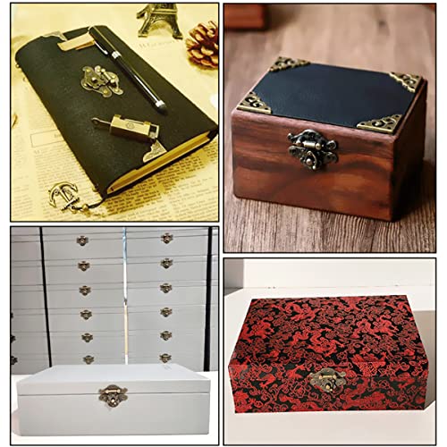 EAEDMY 36 Sets Retro Jewelry Box Hinges and Latches Hardware, Small Bronze Brass Latch Hinges for Wooden Jewelry Box and Decorative Cabinet, with Matching Screws Kit(Catch*12 + Hinges*24) (36)