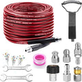 50FT Sewer Jetter Kit for Pressure Washer, 5800PSI Drain Cleaner Hose - color: Red-50FT hose