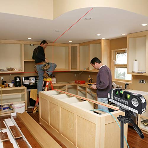 Laser Level Line Tool, Multipurpose Laser Level Kit Standard Cross Line Laser leveler Beam Tool with Metric Rulers 8ft/2.5M for Picture Hanging cabinets Tile Walls by AikTryee. - color: Red Laser