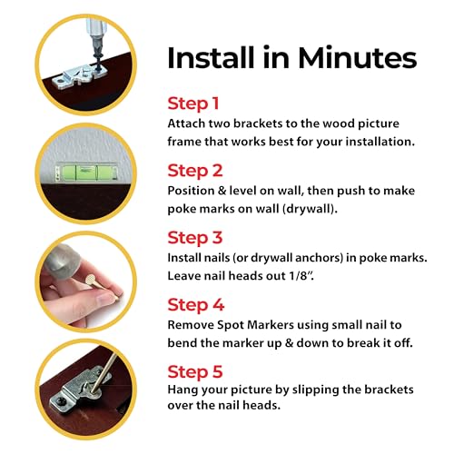 203-Piece Metal Picture Hanging Kit in Tackle Box, Hangs 14 Wooden Frames Up to 75 lbs, No Measuring Needed, Wall Picture Hangers with Drywall Anchors, Hardware, and Level - size: 14 Frames Up to 75 lbs