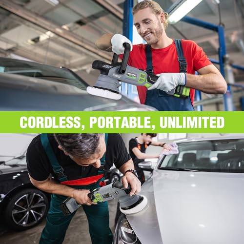 WORKPRO 20V Cordless Car Buffer Polisher Kit with 4.0Ah Battery, 7-Speed