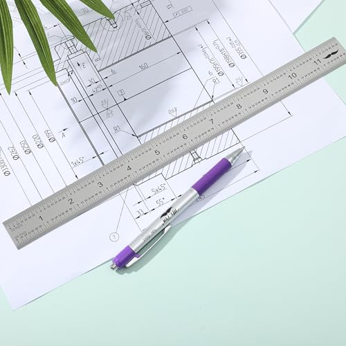 Mr. Pen- Machinist Ruler, 12 Inch, Stainless Steel Imperial - style: 12 inch