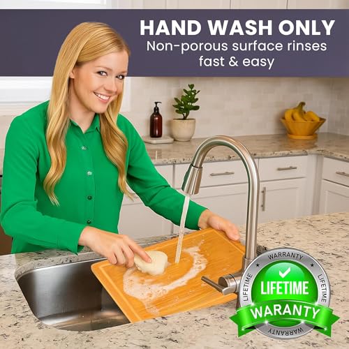Extra Large Bamboo Cutting Board Set of 2 – Wood Cutting Boards for Kitchen with Glue-Free Surface™ & Juice Groove – Non-Toxic Wooden Chopping Boards, FSC-Certified, Durable Carving Boards - Rectangle - color: Glue-Free Surface - Rectangular