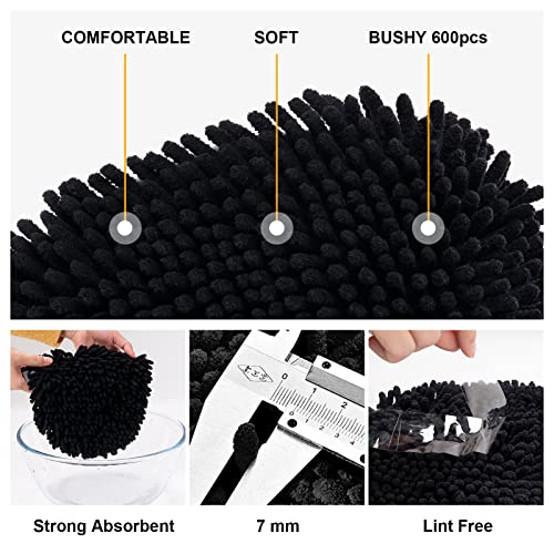 Ordenado 62" Car Wash Brush Kit Mitt Mop Sponge with Long Handle Chenille Microfiber Car Cleaning Brush Kit Supplies Car Washing Mop Kit Car Care Kit of Scratch-Free Replacement Head for Car RV Truck - color: C-black