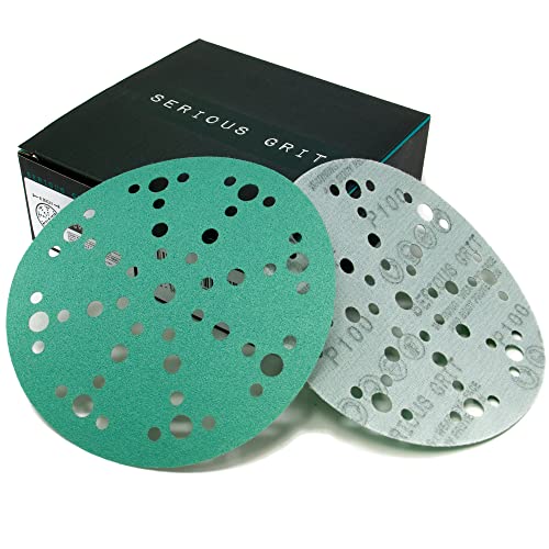 Serious Grit - 6-Inch 49-Hole P100 Grit Sanding Discs - 50 Pack Box - size: 100 Grit