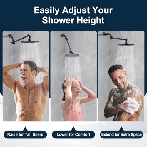 BRIGHT SHOWERS Brass Shower Head Extension Arm for Rain and Handheld Shower Head, 10 Inch Universal Shower Arm Extender, Height & Angle Adjustable, Oil-Rubbed Bronze - color: Oil Rubbed Bronze, style: 10 Inch