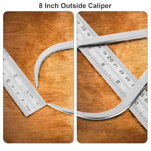 3Pcs 8 Inch Long Spring Caliper Set, Carbon Steel Outside Divider Caliper Compass, Calipers Measuring Tool for Wood Turning Lathe Projects