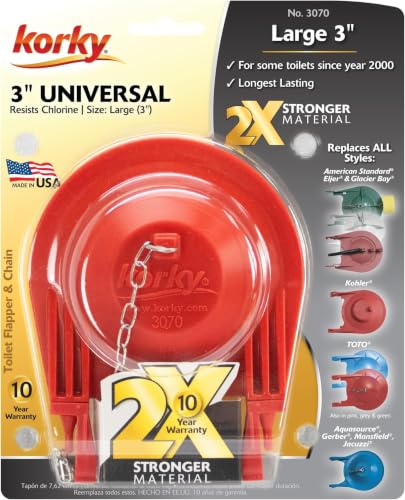 Korky 3070BP Large 3" 2X High Performance Universal Toilet Flapper, Red (Pack of 6) - size: 3 In. (Pack of 6)