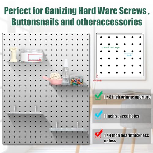 Funrous 4 Pack Pegboard Shelves, Peg Board Accessories,10 x 4 Inch,Silver - color: Silver, size: 10 x 4 Inch