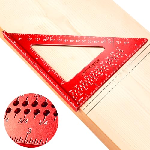 7 inch Carpenter Square, 1/16" Precision Hole Scribing Square Tools, 0-90° Aluminum Alloy Rafter Square, Woodworking Square Tools AM13D - color: Imperial: 7 inch Square