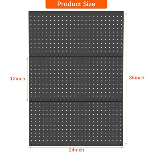 WALMANN 3 PCS 12x24 in Pegboard Panels for Wall, 36x24 in Tools Pegboard - color: Black 12"*24", size: 24"*36"