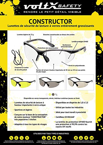 voltX CONSTRUCTOR Smoke Full Lens Reading Safety Glasses +1.5 Dioptre - color: Smoke, size: +1.5 Dioptre