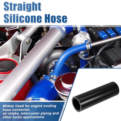 uxcell 1.5" ID 6" Length 4-Ply Reinforced High Temp Straight Coupler Silicone Reducer Hose Black for Car Intercooler Intake Piping - size: 1.5" ID